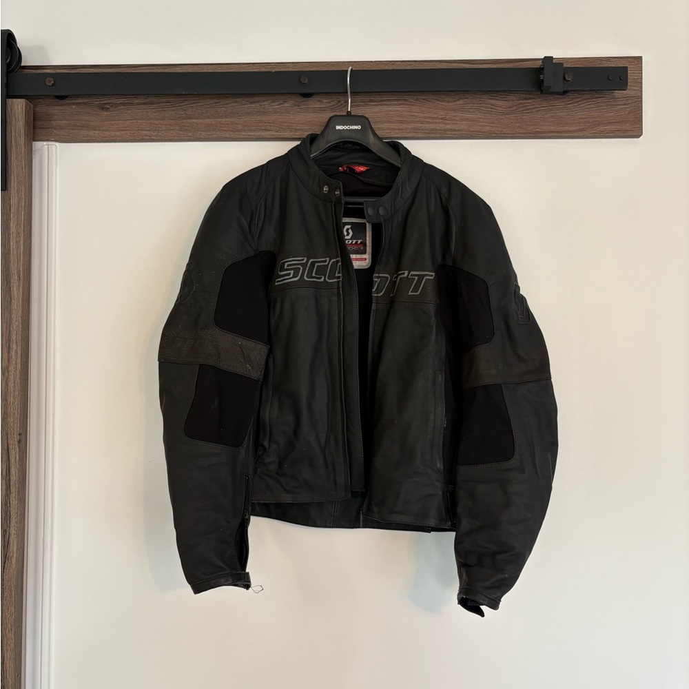 Scott Men's Black Leather Performance Jacket with Liner (motorcycle gear)